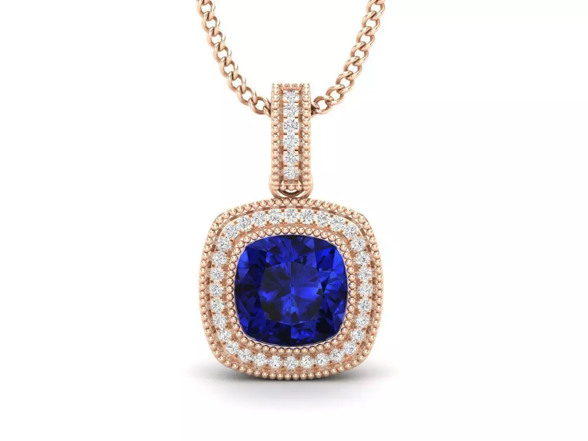 Cushion Diamond pendant for woman 3D print model_0
