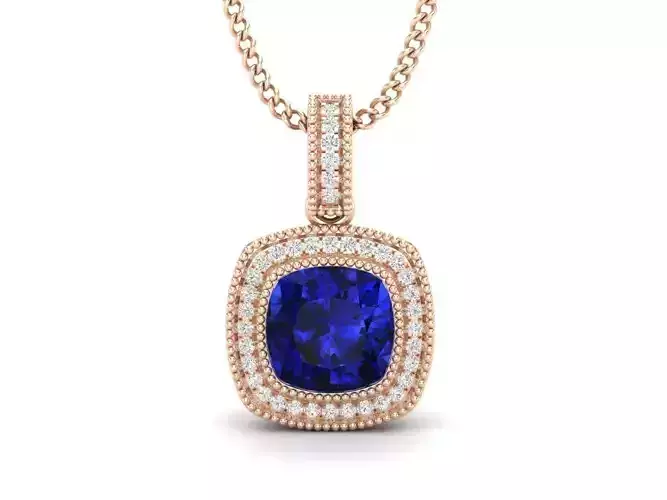 Cushion Diamond pendant for woman 3D print model
