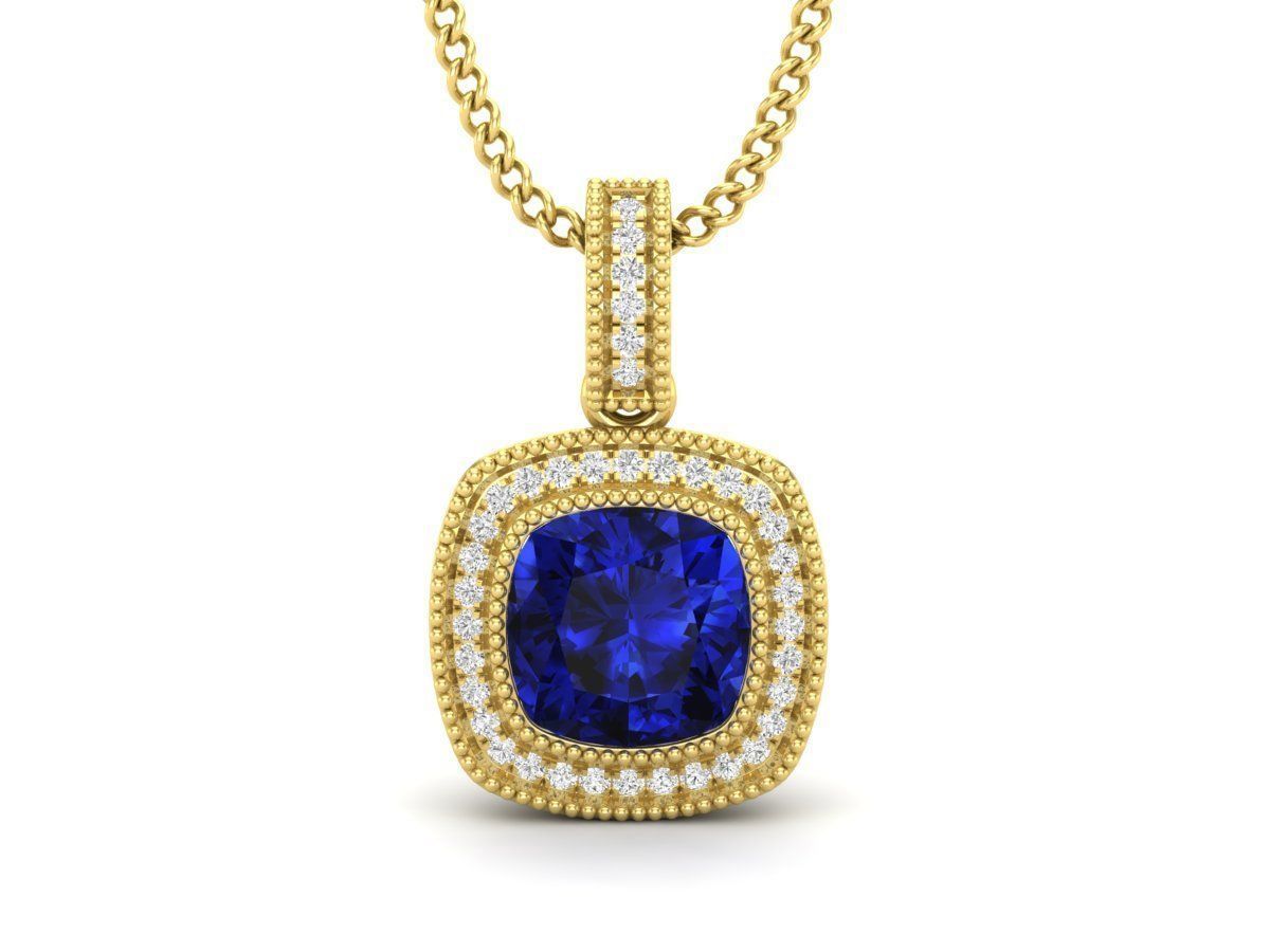 Cushion Diamond pendant for woman 3D print model_1