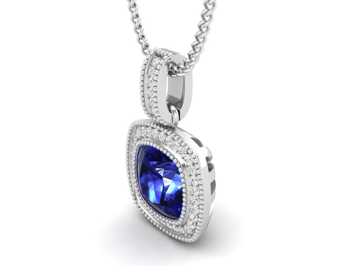 Cushion Diamond pendant for woman 3D print model_14