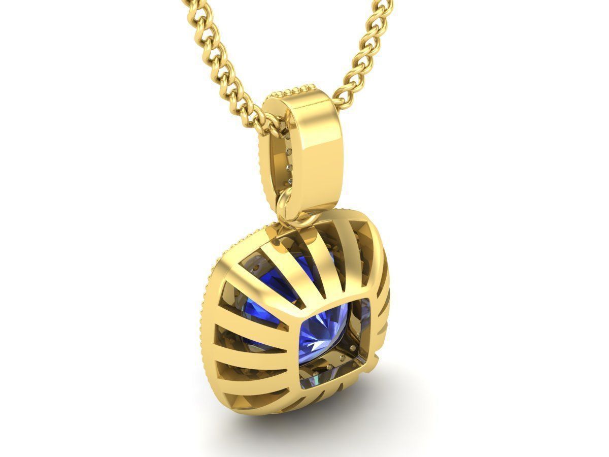 Cushion Diamond pendant for woman 3D print model_19