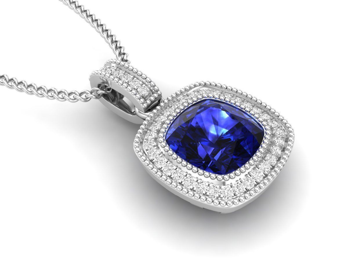 Cushion Diamond pendant for woman 3D print model_6