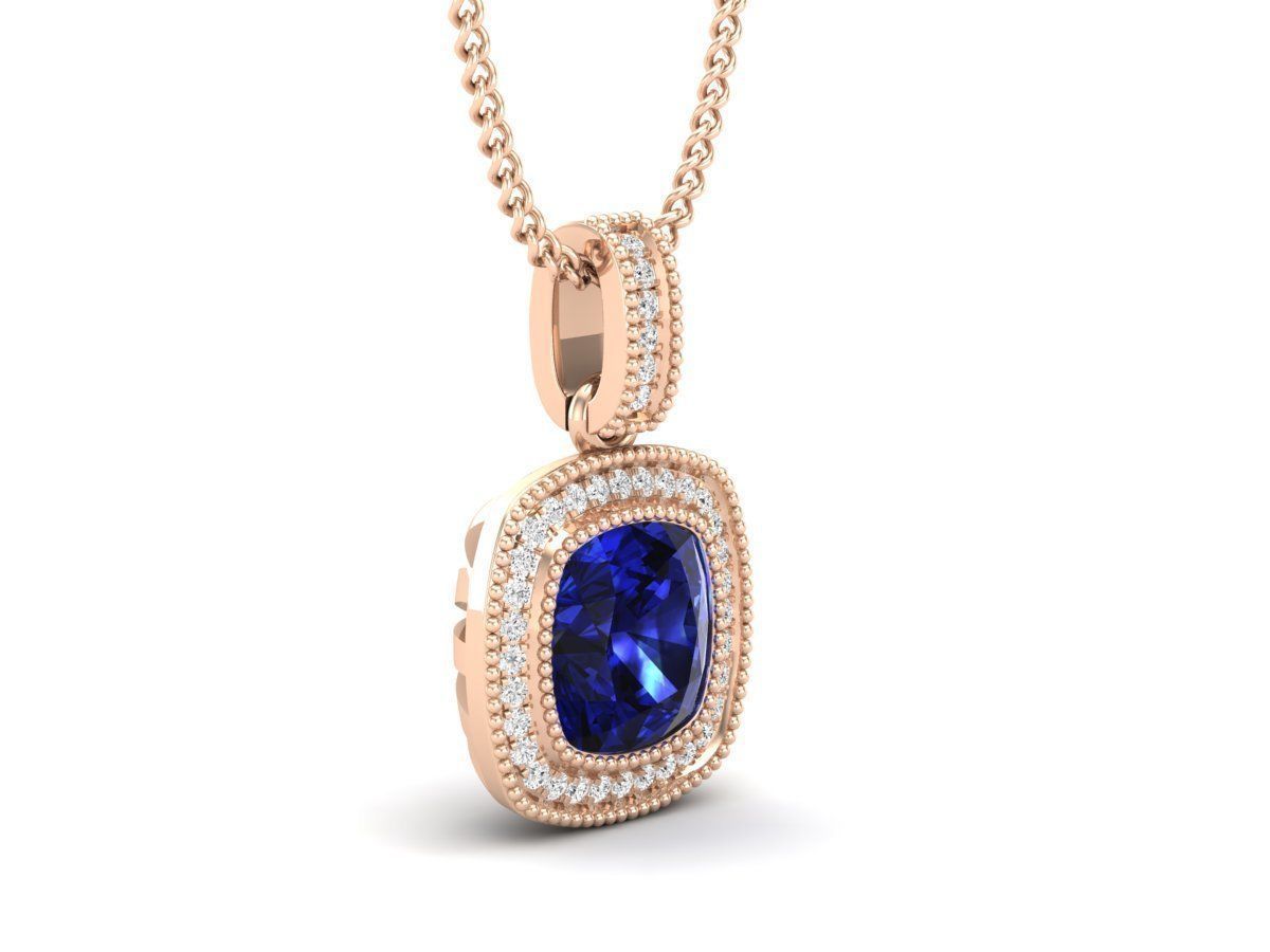 Cushion Diamond pendant for woman 3D print model_4