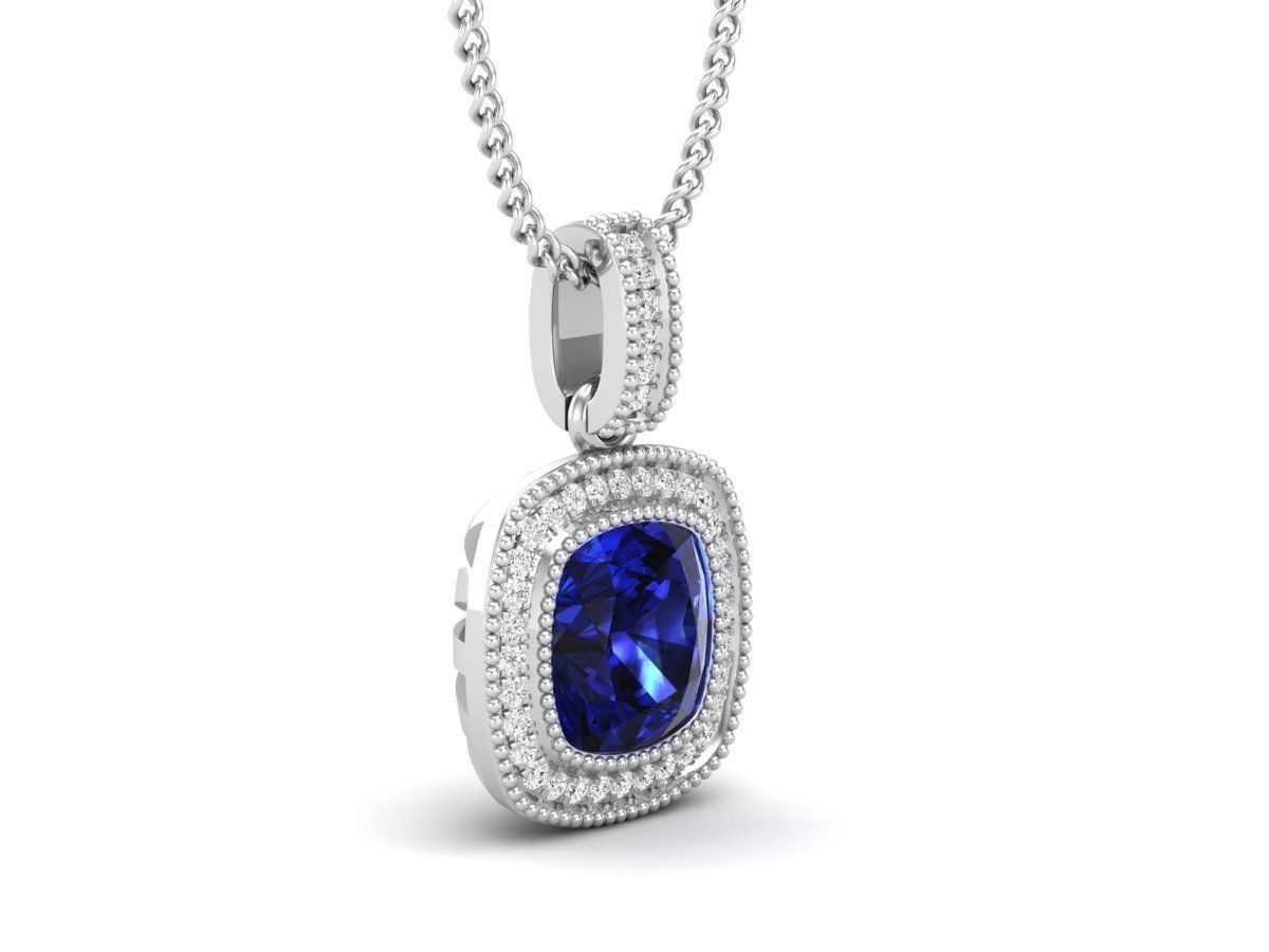 Cushion Diamond pendant for woman 3D print model_3