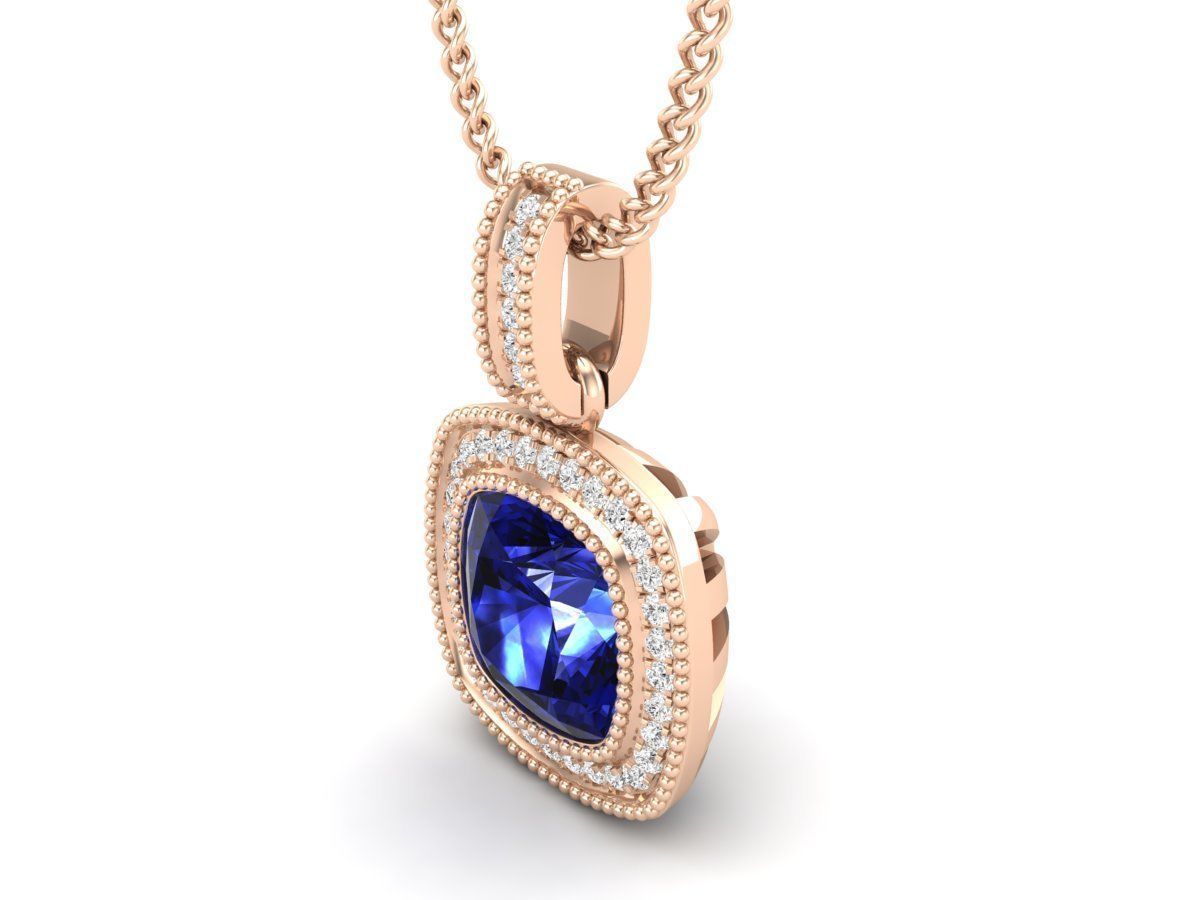 Cushion Diamond pendant for woman 3D print model_15