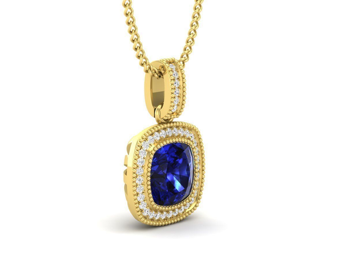 Cushion Diamond pendant for woman 3D print model_5