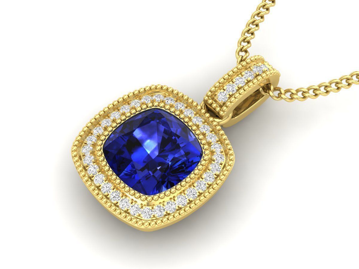 Cushion Diamond pendant for woman 3D print model_11