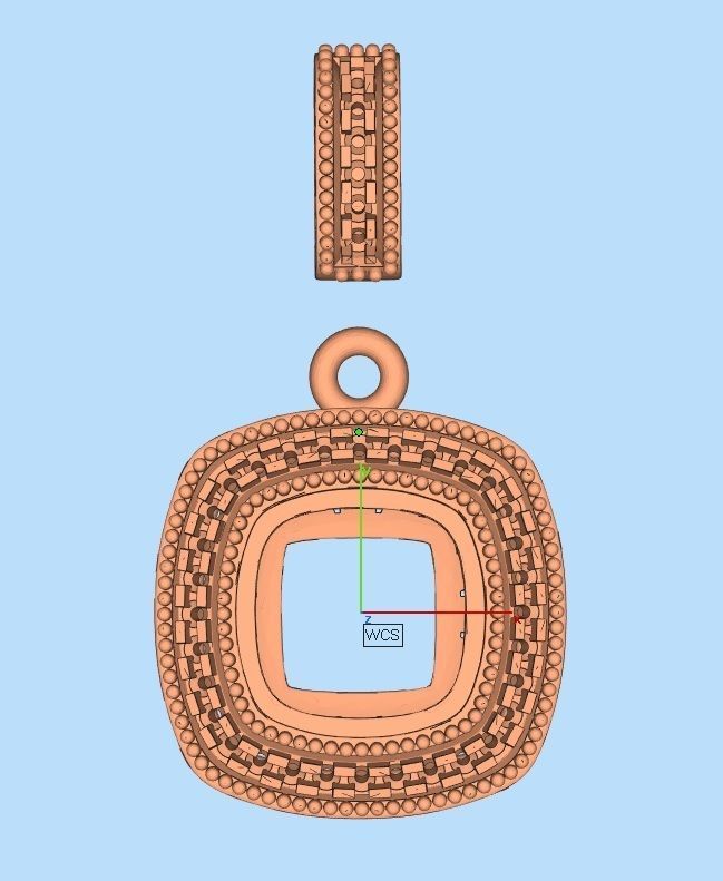 Cushion Diamond pendant for woman 3D print model_12