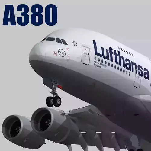 Airbus 380-8 Lufthansa Low-poly 3D model Airbus 380-8 Lufthansa Low-poly 3D model