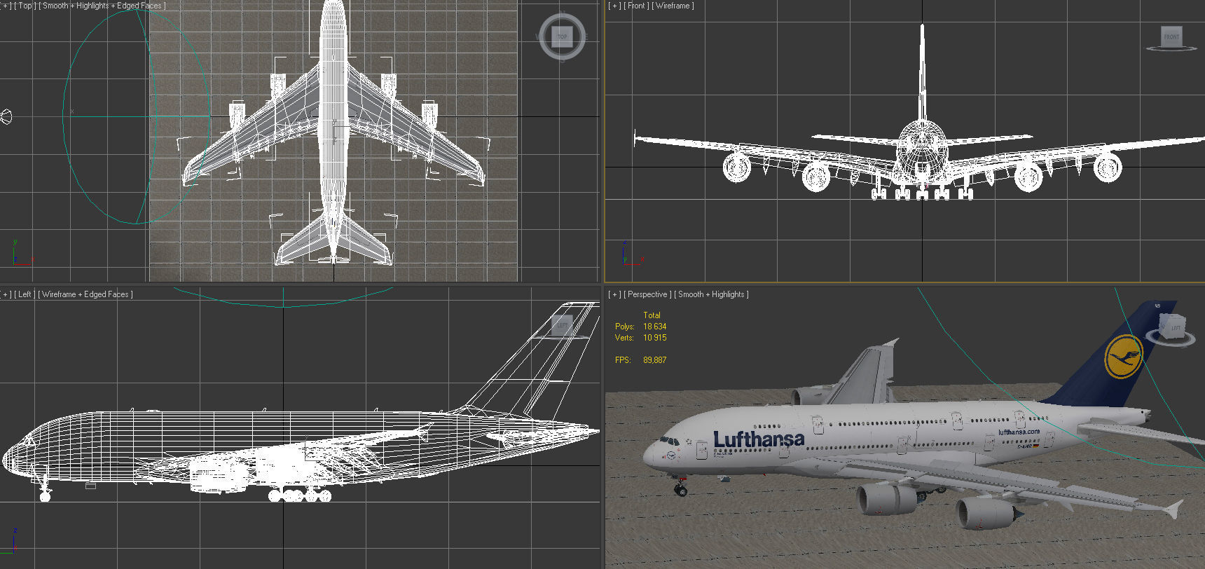 Airbus 380-8 Lufthansa Low-poly 3D model_20