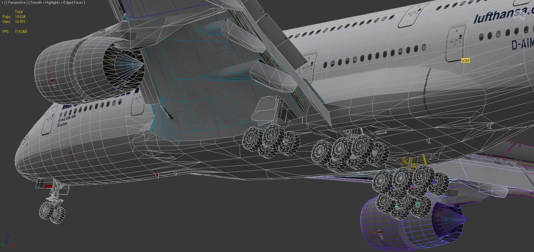 Airbus 380-8 Lufthansa Low-poly 3D model_17
