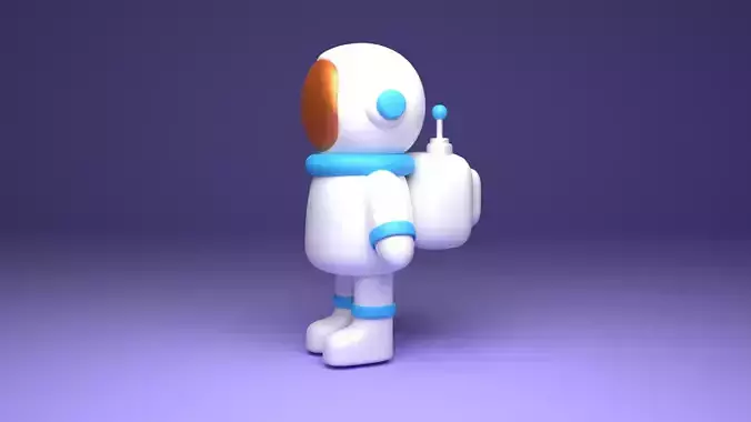 Cartoon astronaut and Cartoon Rocket on moon scene