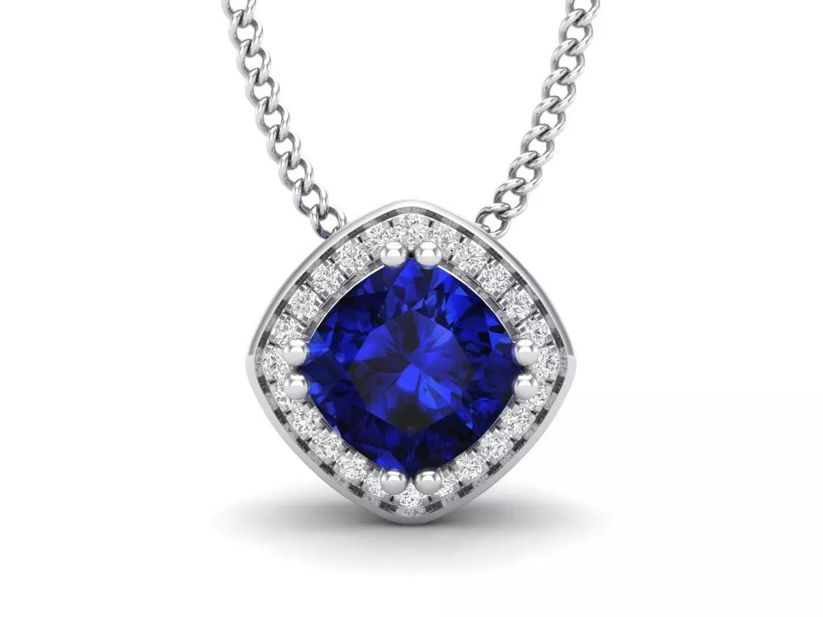 Cushion center diamond pendant for woman 3D print model