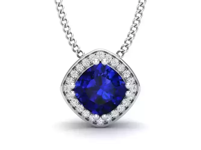 Cushion center diamond pendant for woman