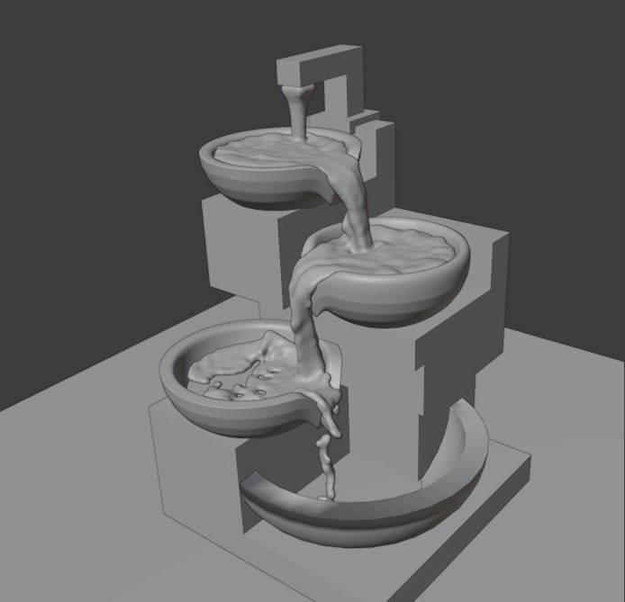 water fountain 3d model Low-poly 3D model_9