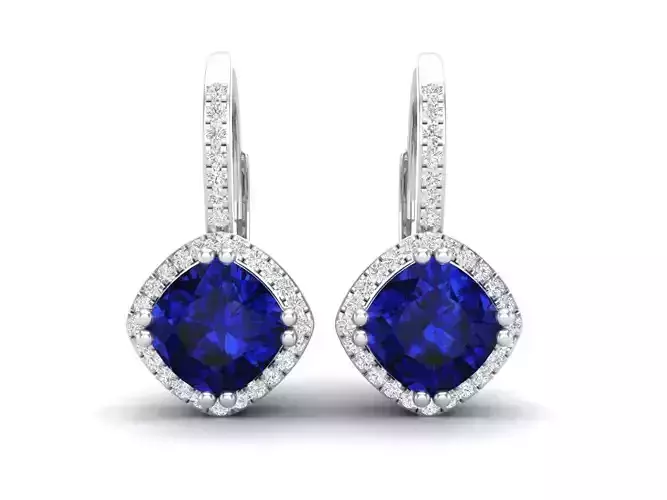 cushion shape halo earrings for woman 3D print model