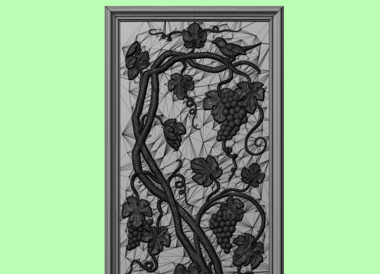 Framed panel with Vine plant and birds 3D model | CGTrader