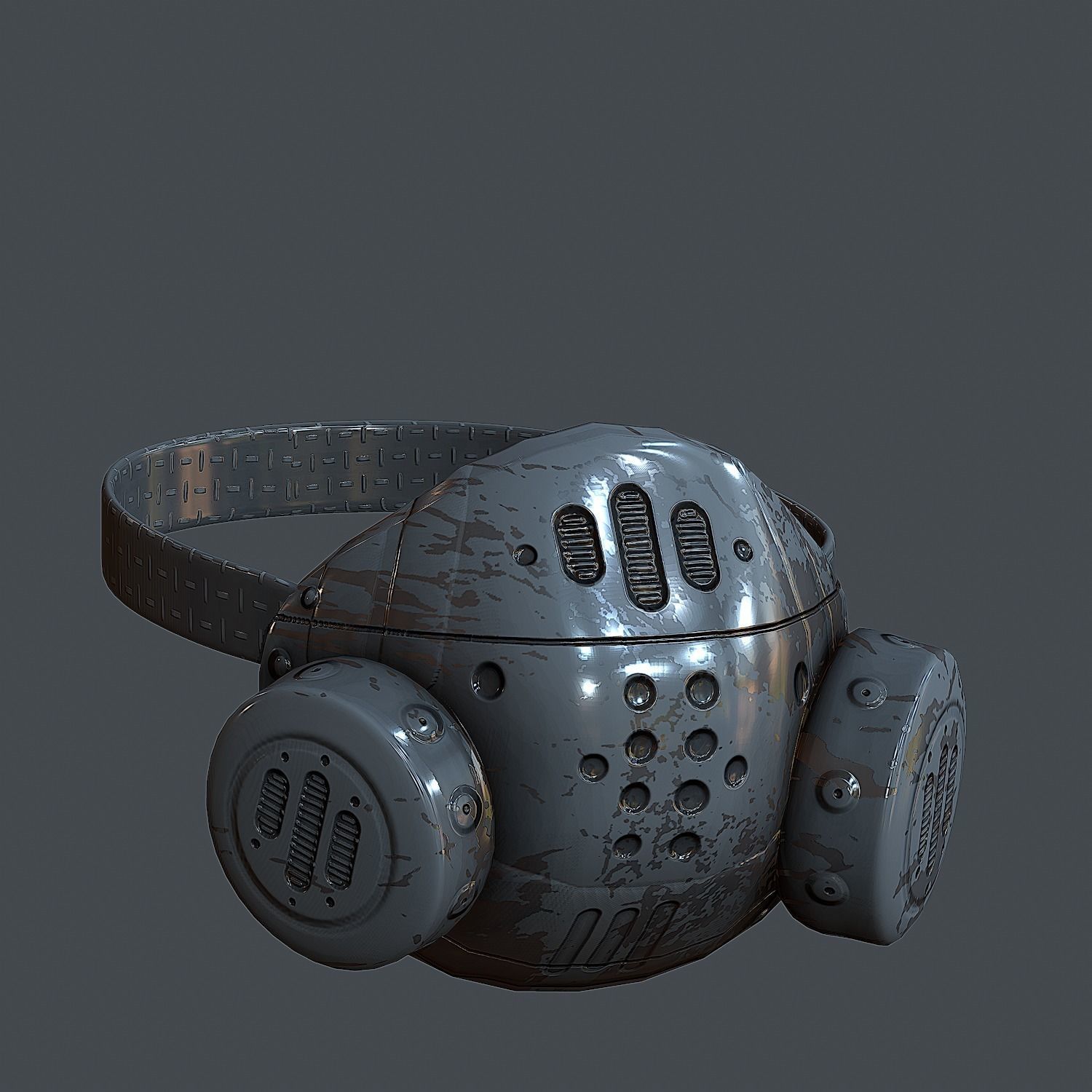 Gas mask helmet 3d model scifi Low-poly Low-poly 3D model Low-poly 3D model_3