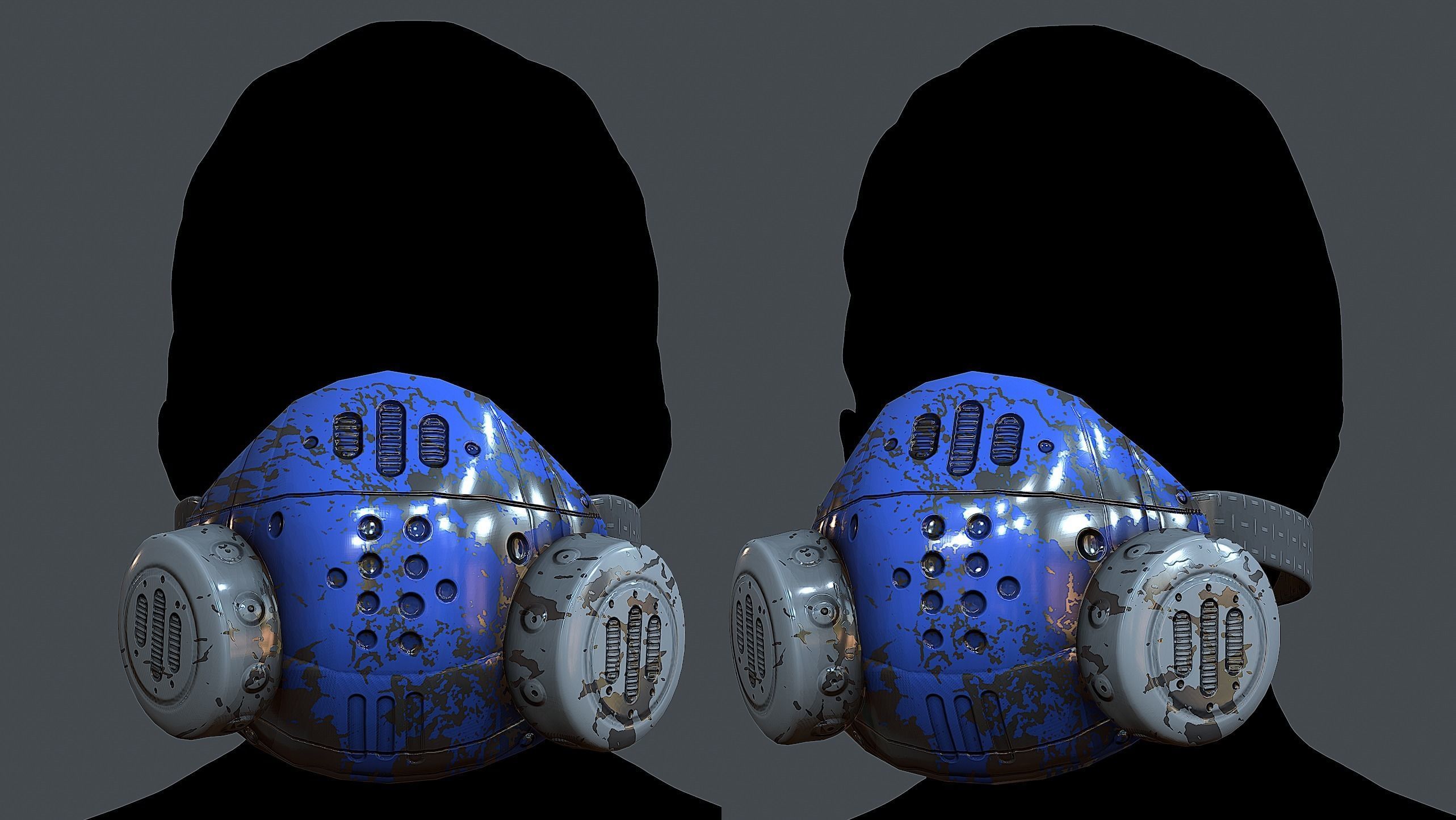 Gas mask helmet 3d model scifi Low-poly Low-poly 3D model Low-poly 3D model_1