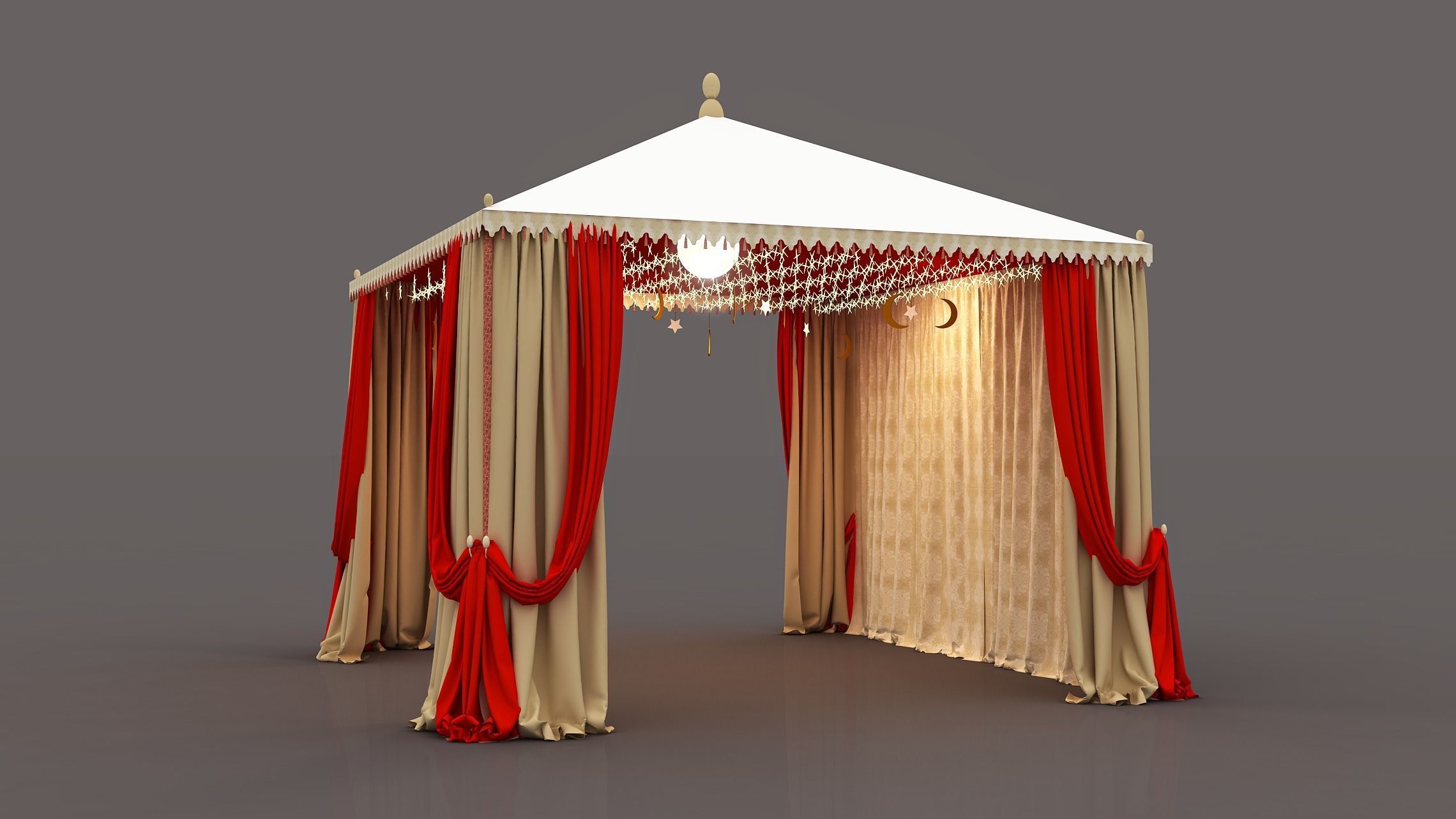 Gazebo indian with drapes 3D model_1