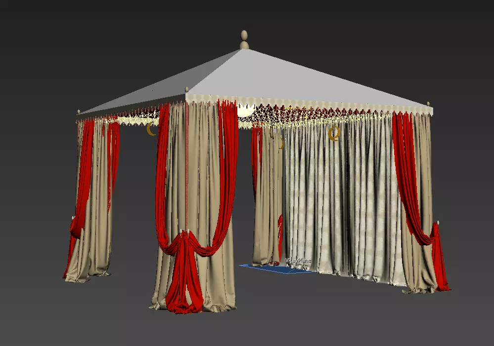 Gazebo indian with drapes 3D model_0