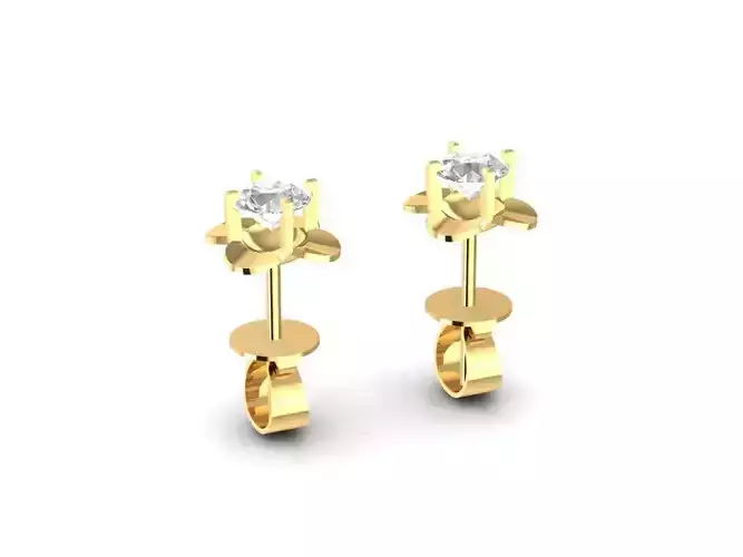 Classic Four Prong Gemstone Stud Earrings Unisex  1753