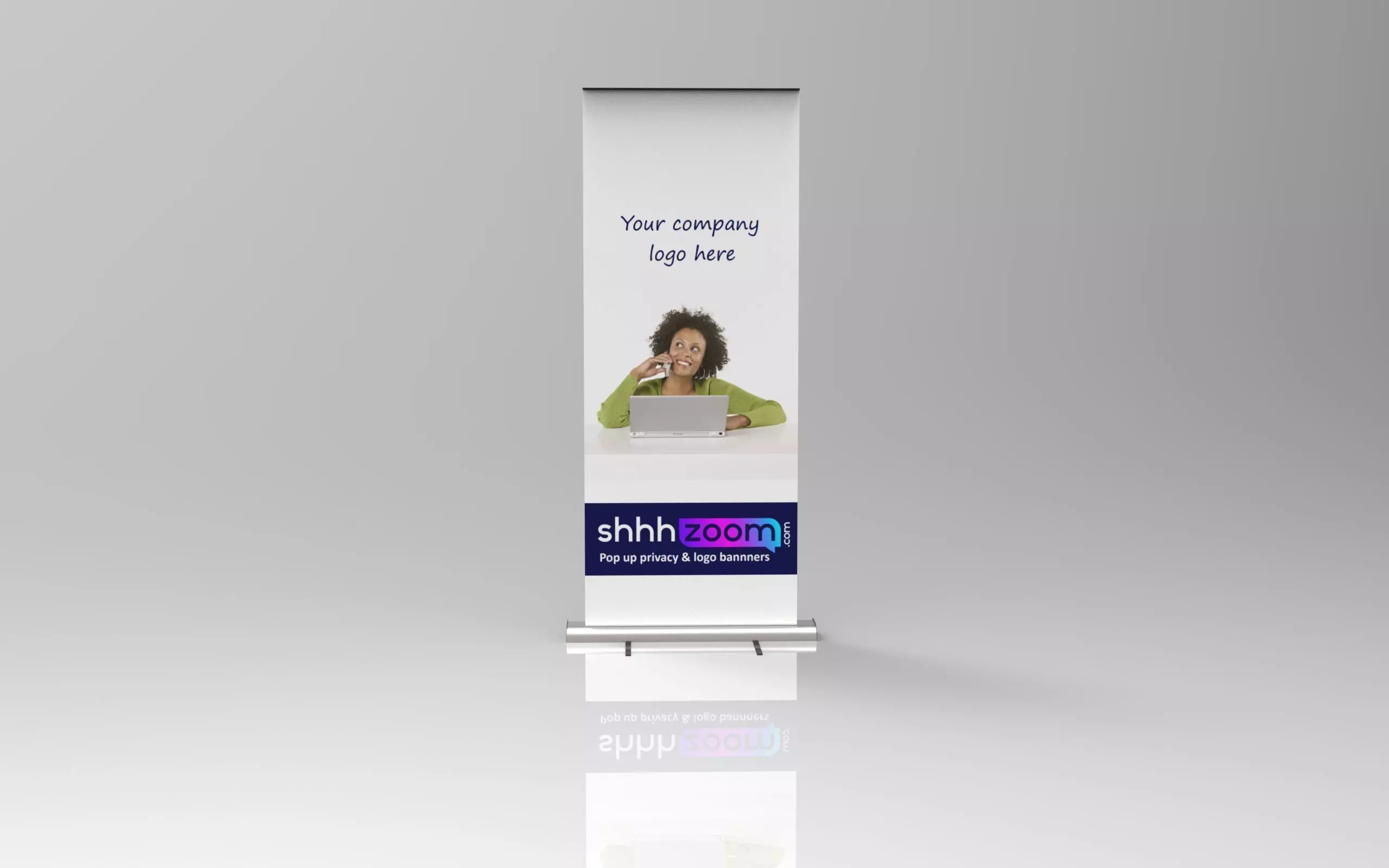 Banner roll up with woman Free low-poly 3D model