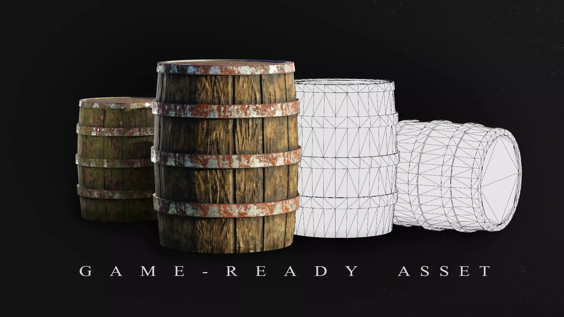 Old Barrel Game Ready With LOD Free low-poly 3D model