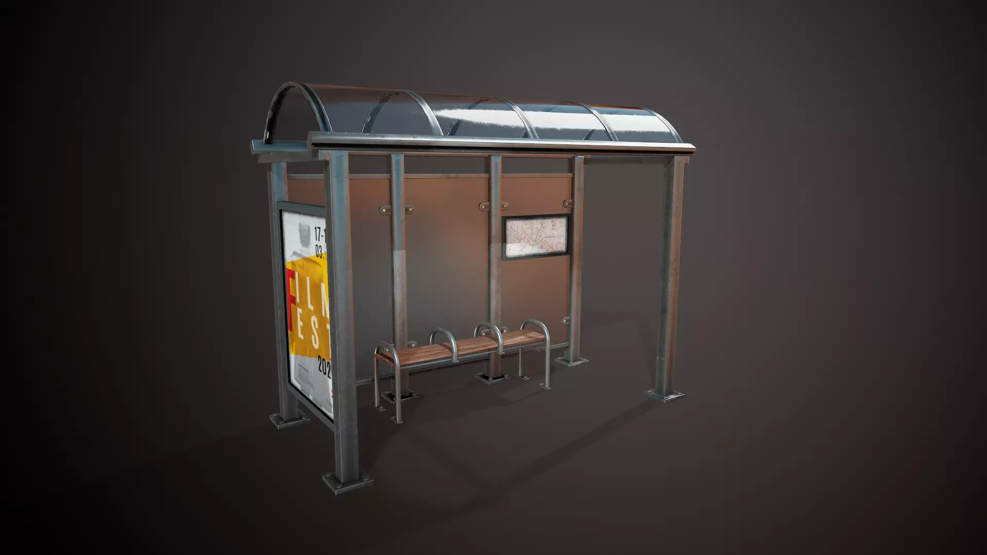 Bus Stop - Tutorial Included Low-poly 3D model_0