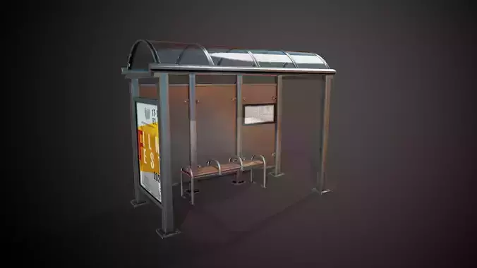 Bus Stop - Tutorial Included Low-poly 3D model
