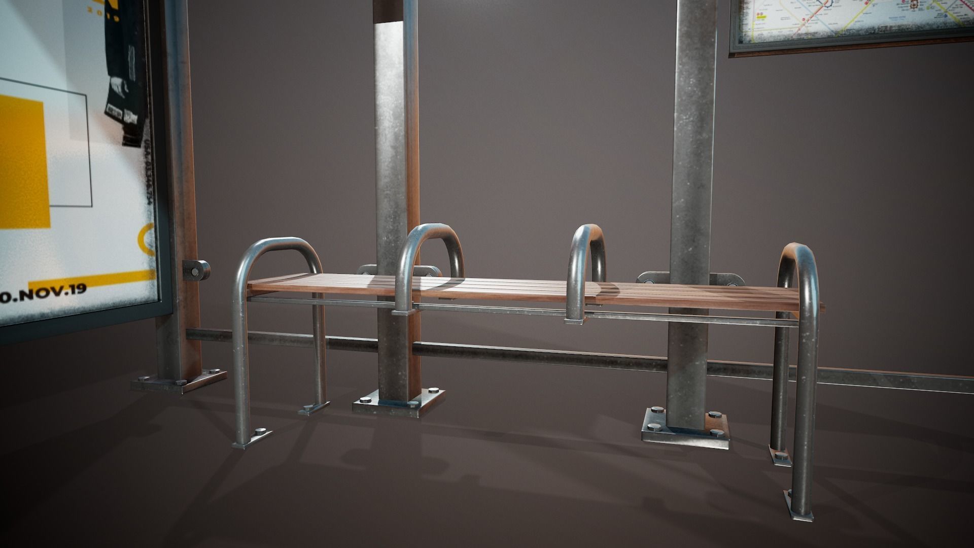 Bus Stop - Tutorial Included Low-poly 3D model_10