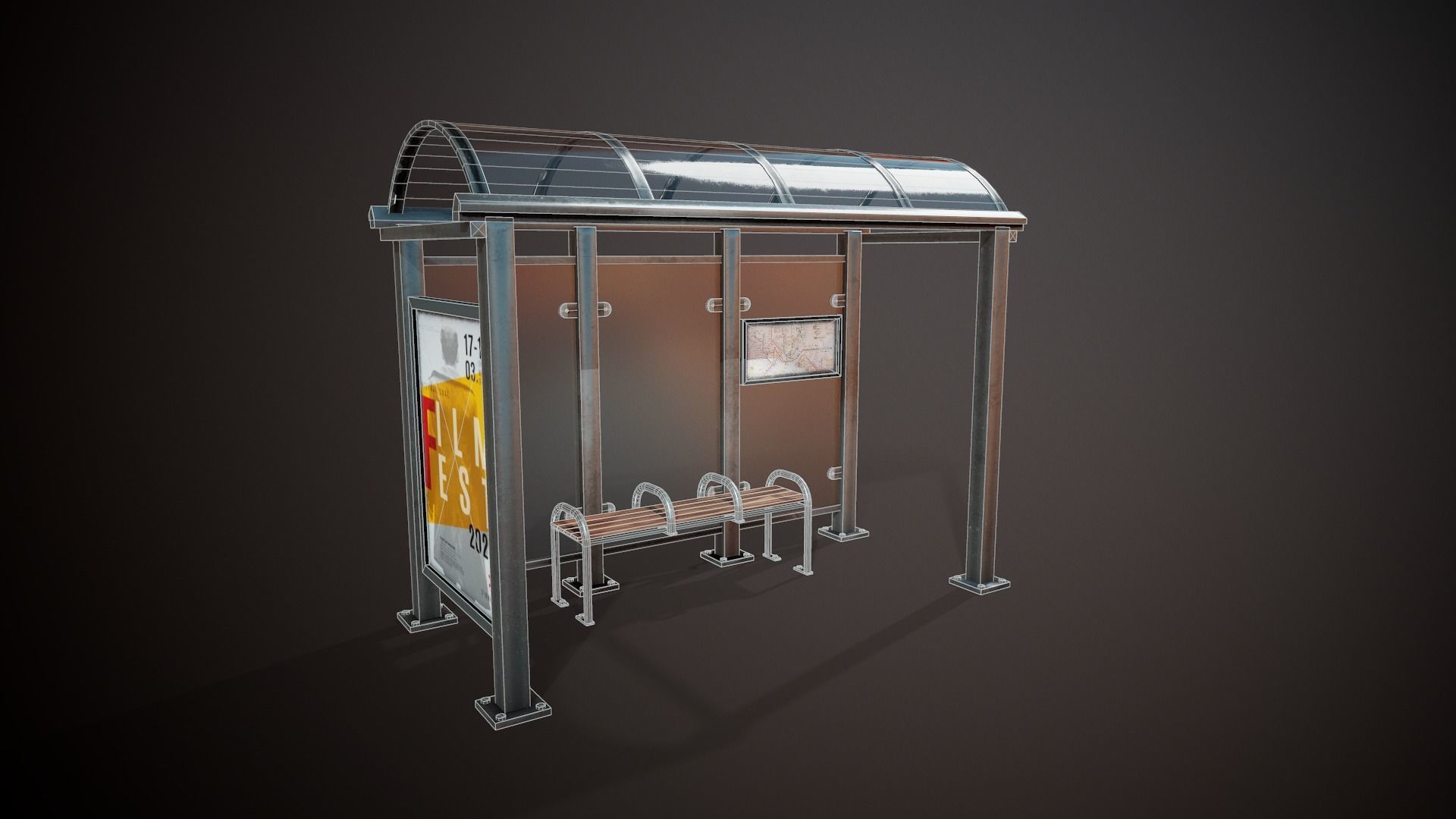 Bus Stop - Tutorial Included Low-poly 3D model_3