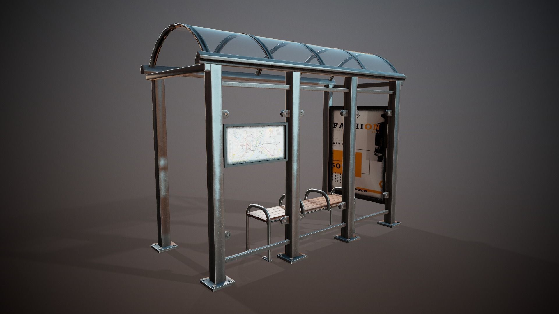 Bus Stop - Tutorial Included Low-poly 3D model_6