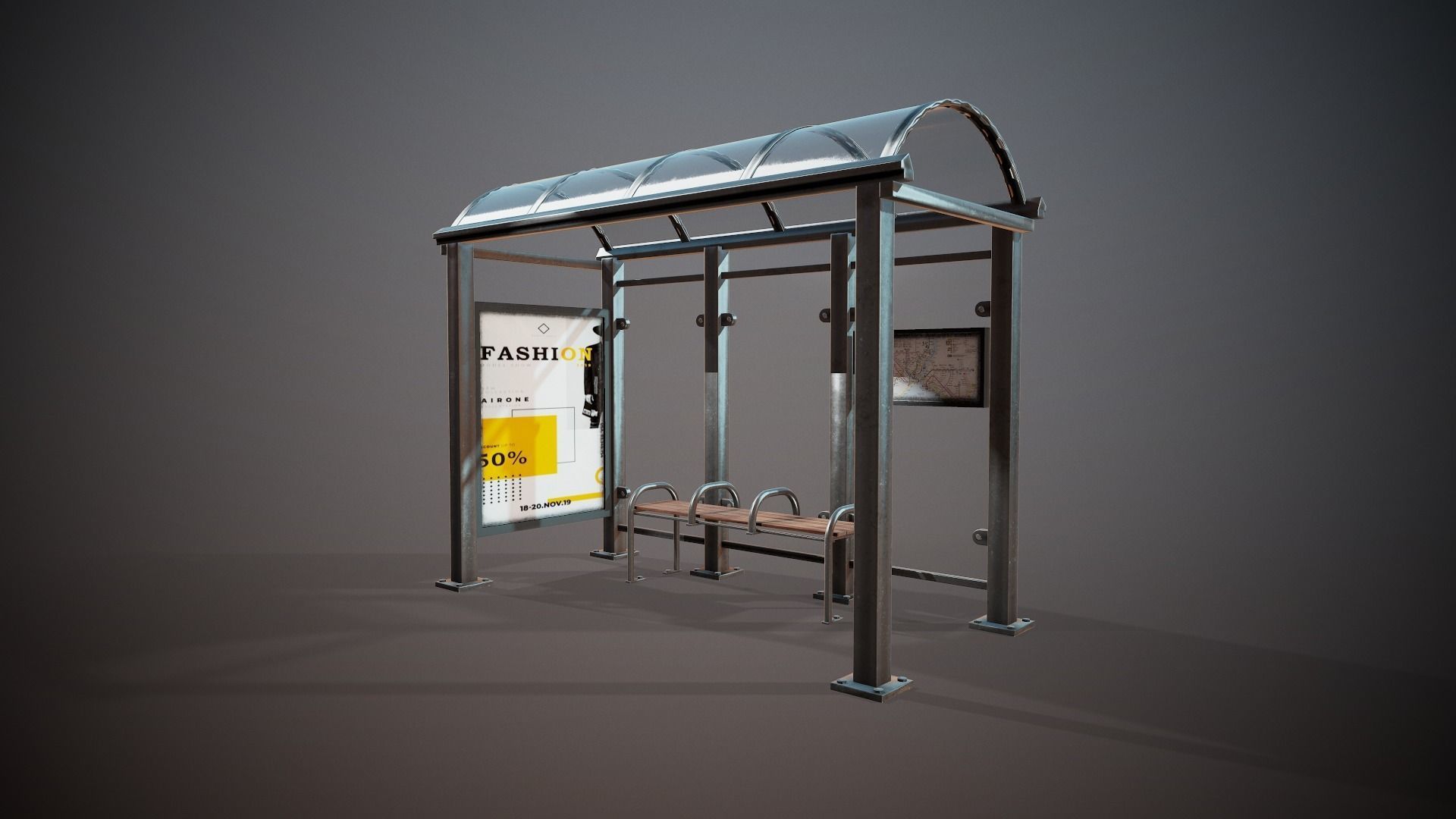 Bus Stop - Tutorial Included Low-poly 3D model_8