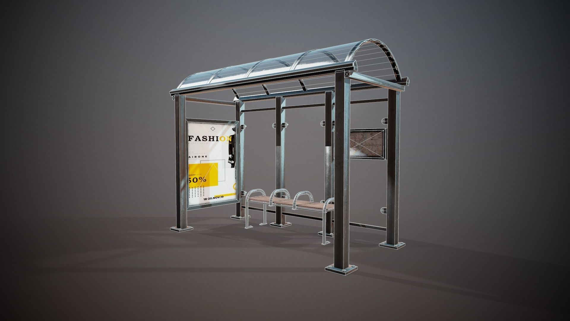 Bus Stop - Tutorial Included Low-poly 3D model_9