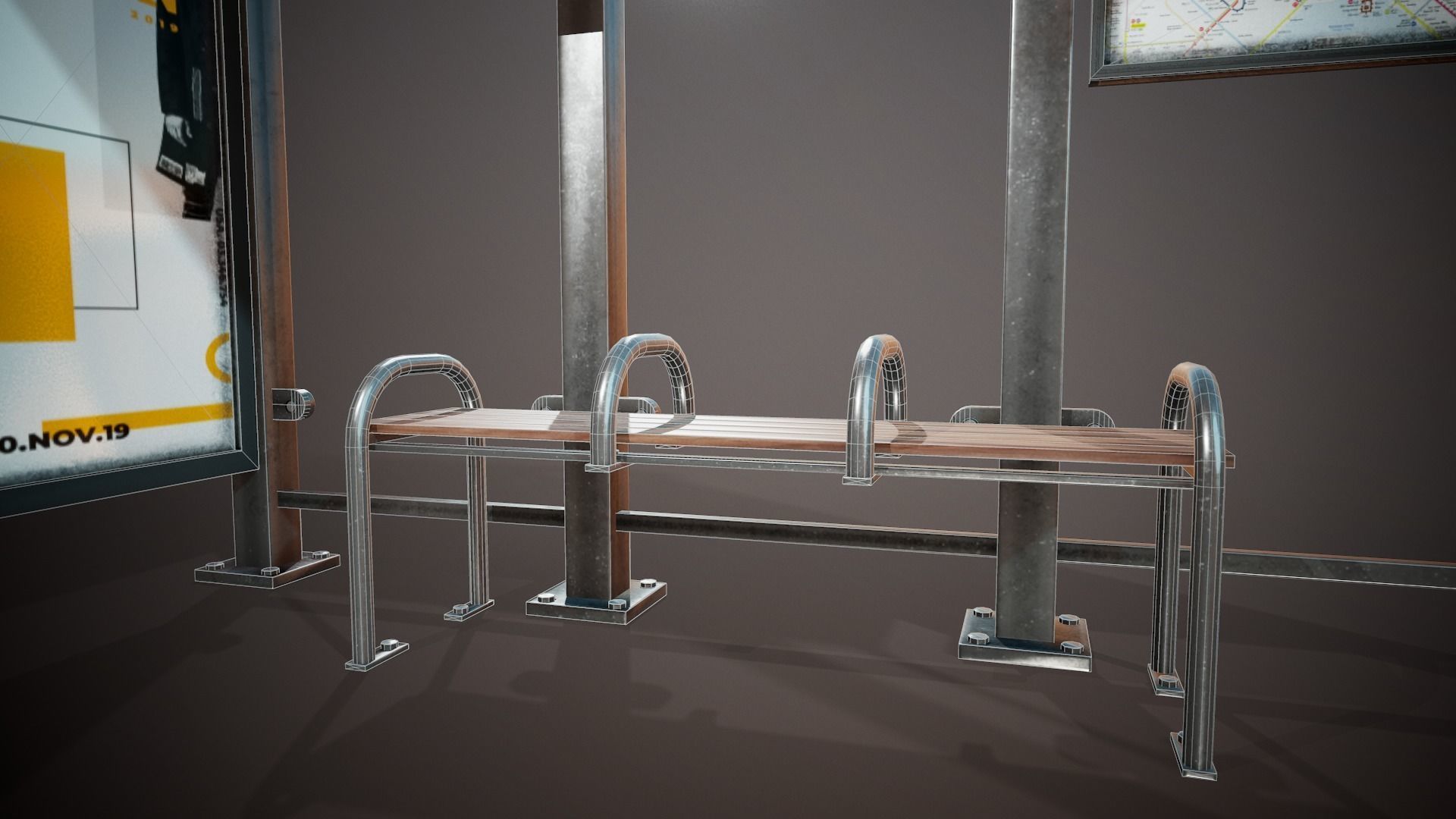 Bus Stop - Tutorial Included Low-poly 3D model_11