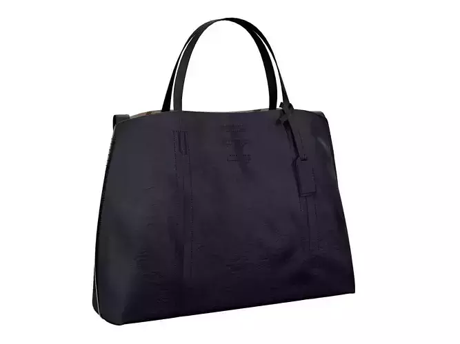 Old Trend Navy Leather Tote Handbag Low-poly 3D model