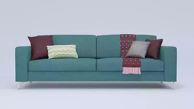 Modern Teal Comfortable Sofa with Accessories