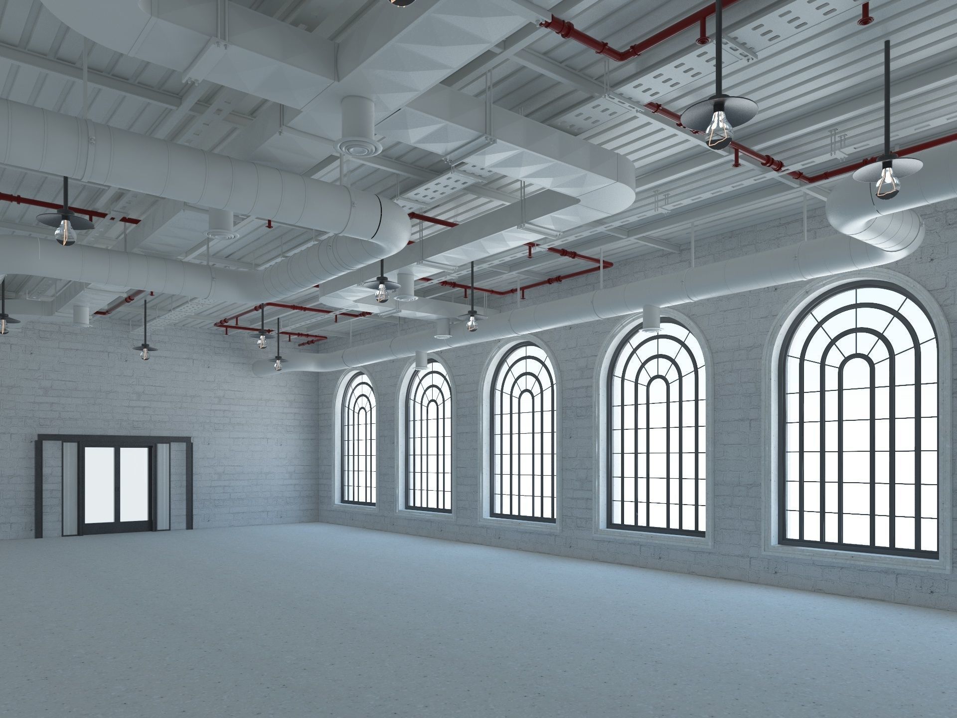 Loft office interior 7 3D model_2