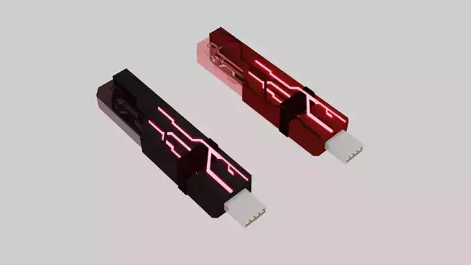 USB Stick Flash Drive - Cyberpunk style - Red and Black