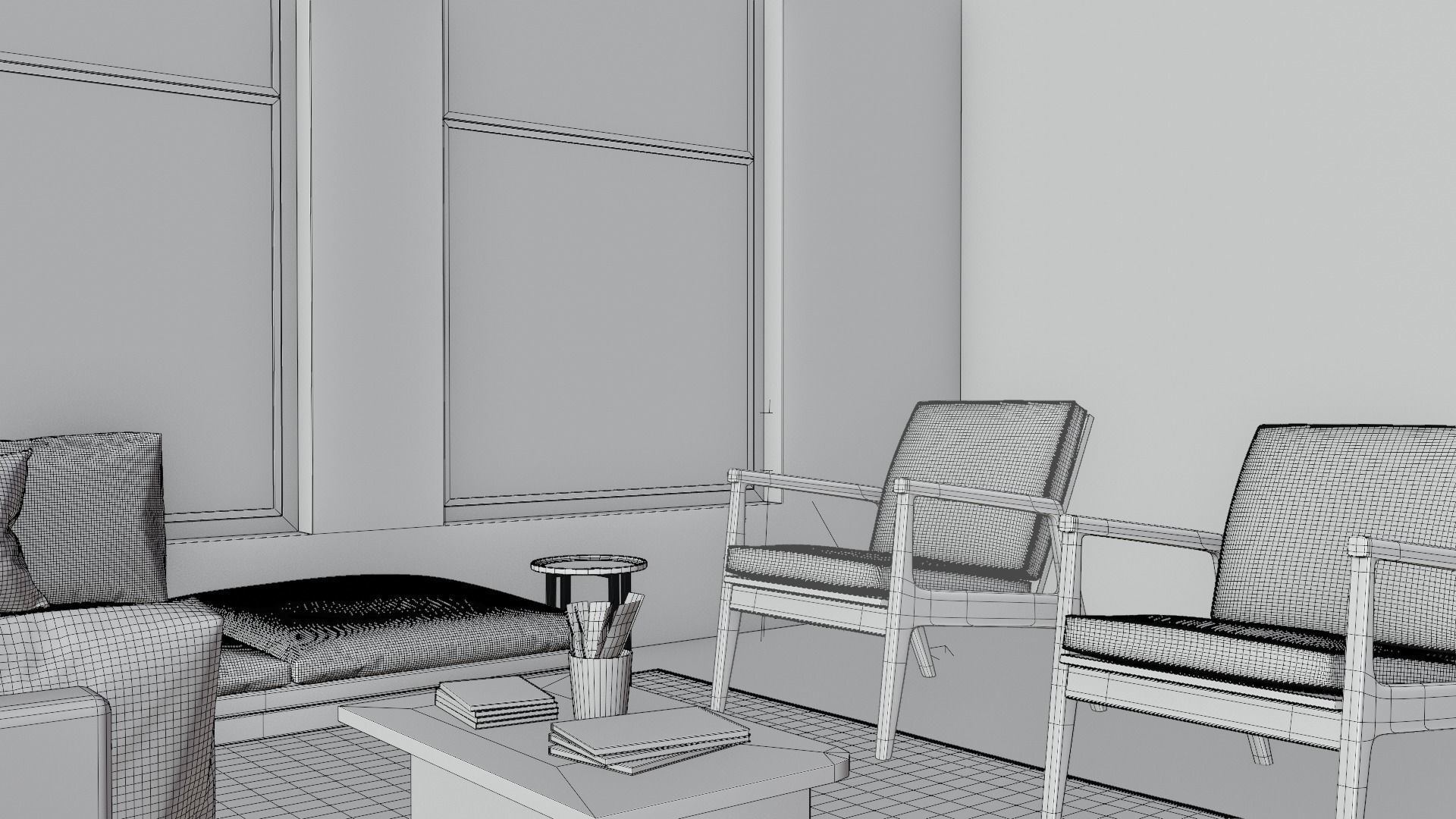 simple minimalist living room 3D model_9