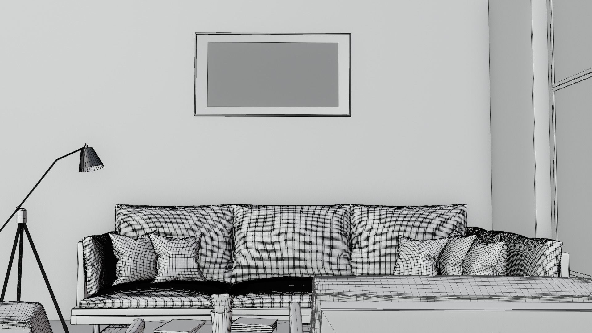 simple minimalist living room 3D model_7