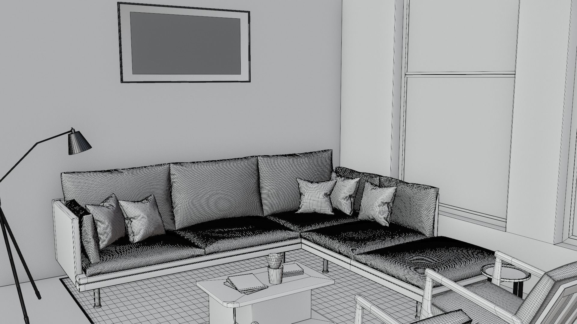 simple minimalist living room 3D model_8