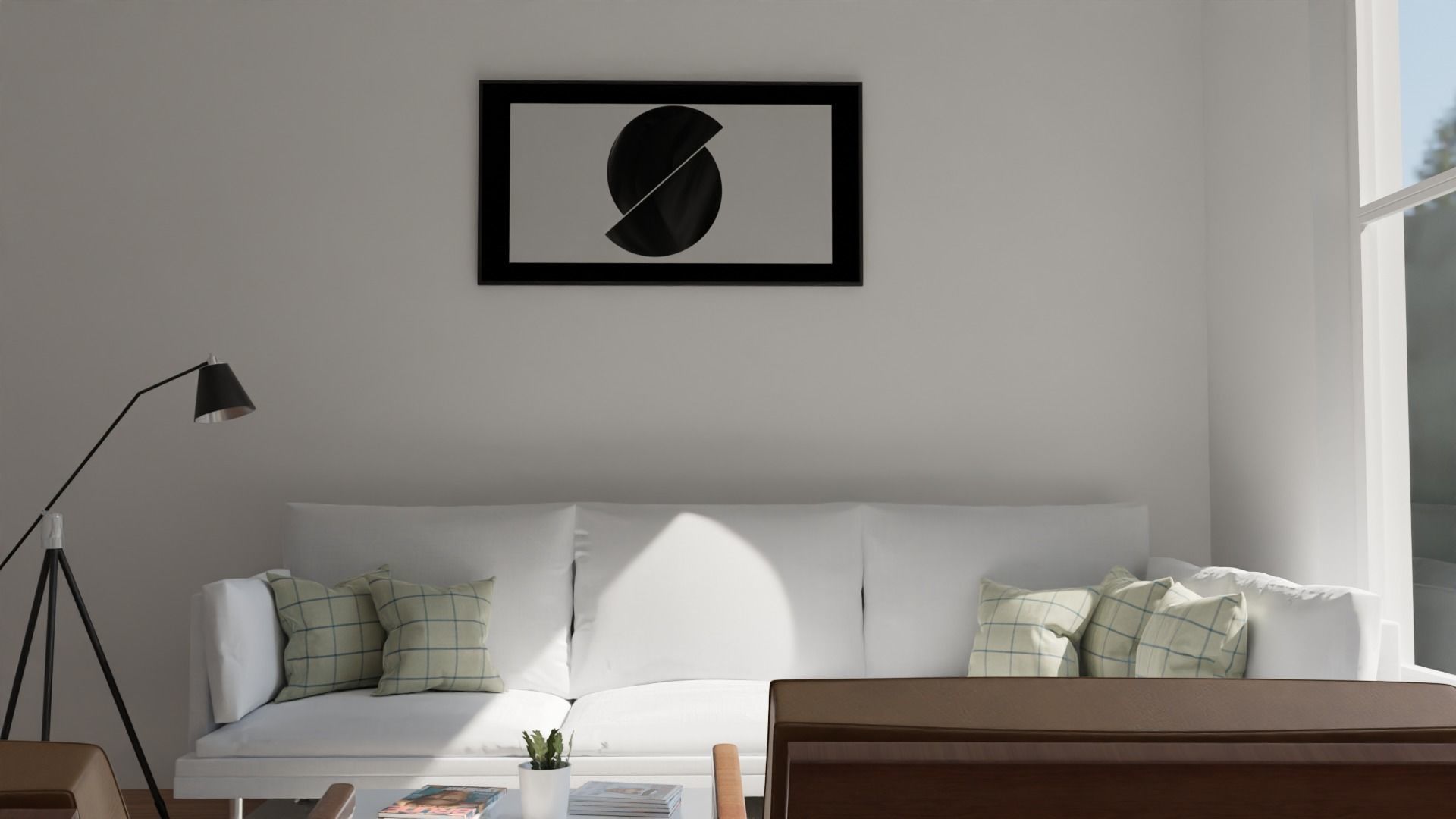 simple minimalist living room 3D model_2