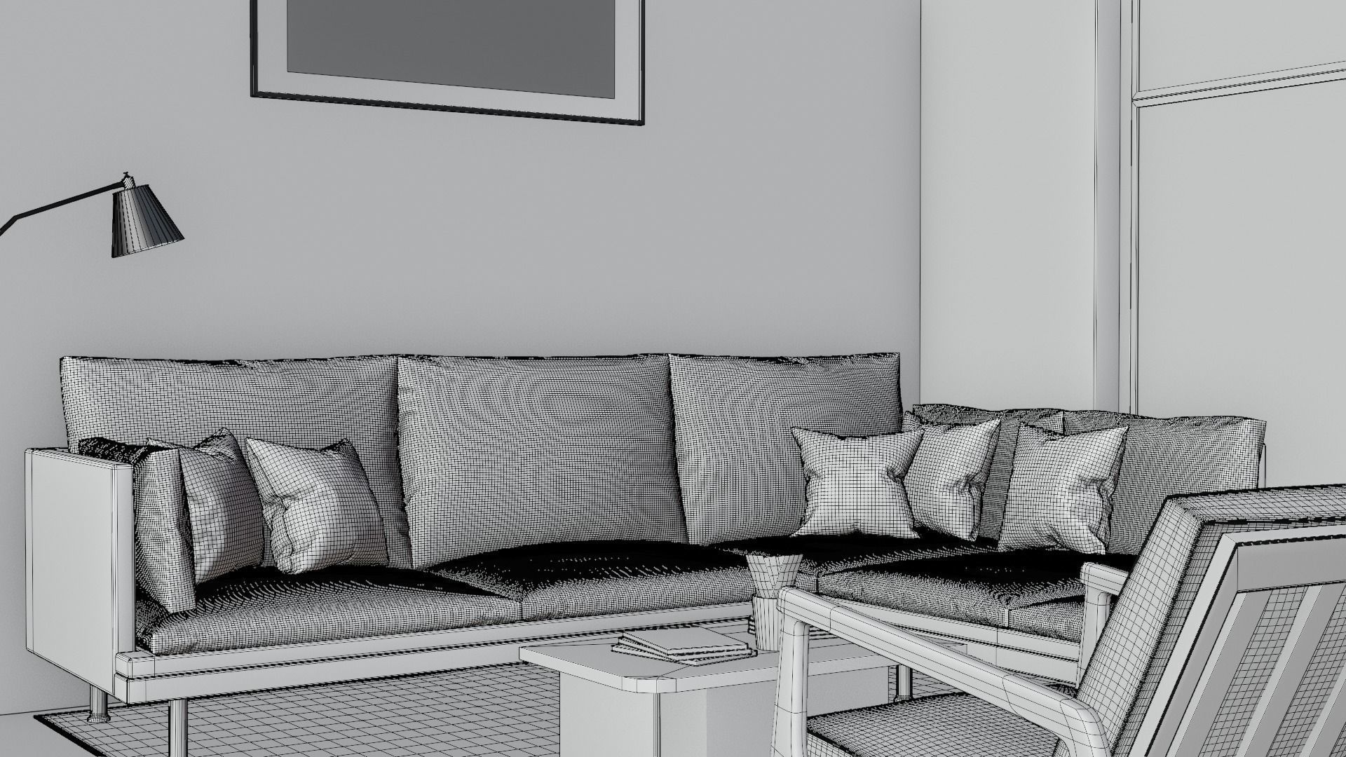 simple minimalist living room 3D model_5