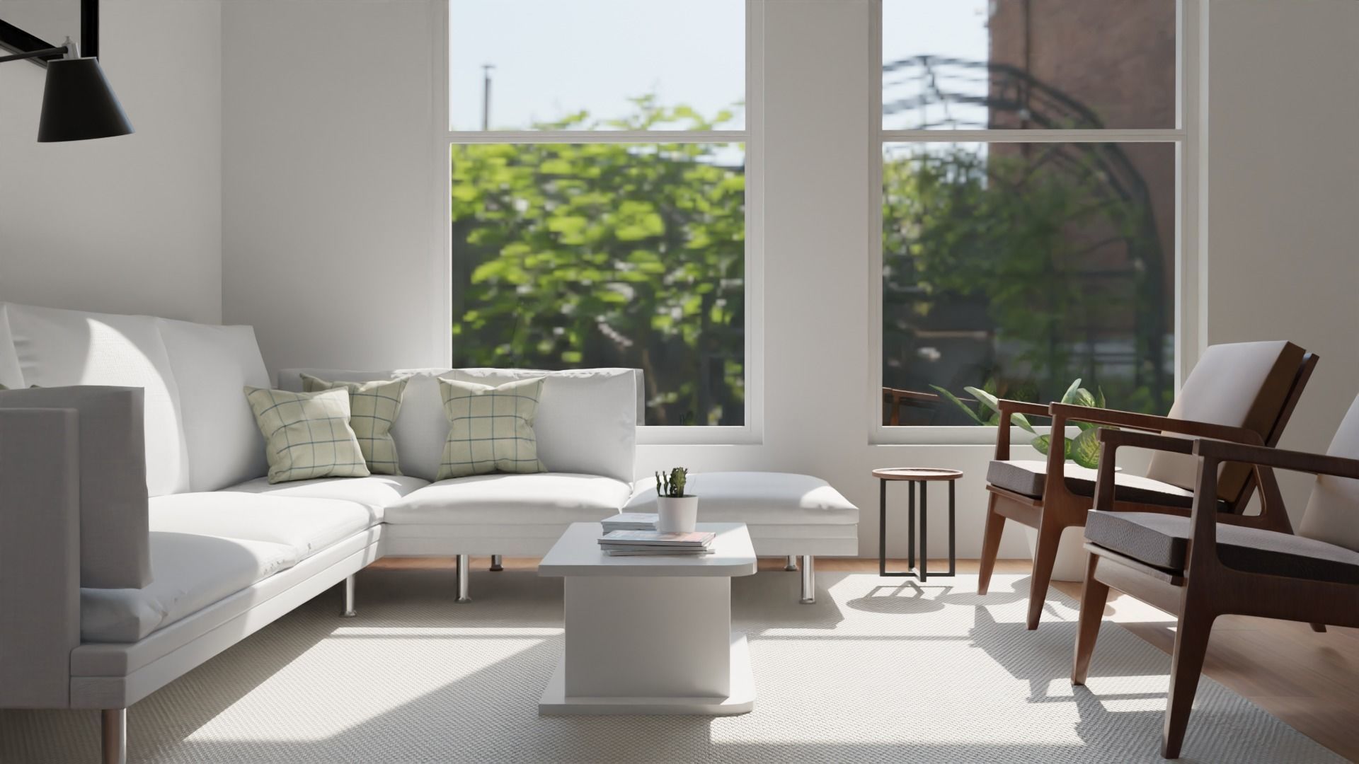 simple minimalist living room 3D model_1