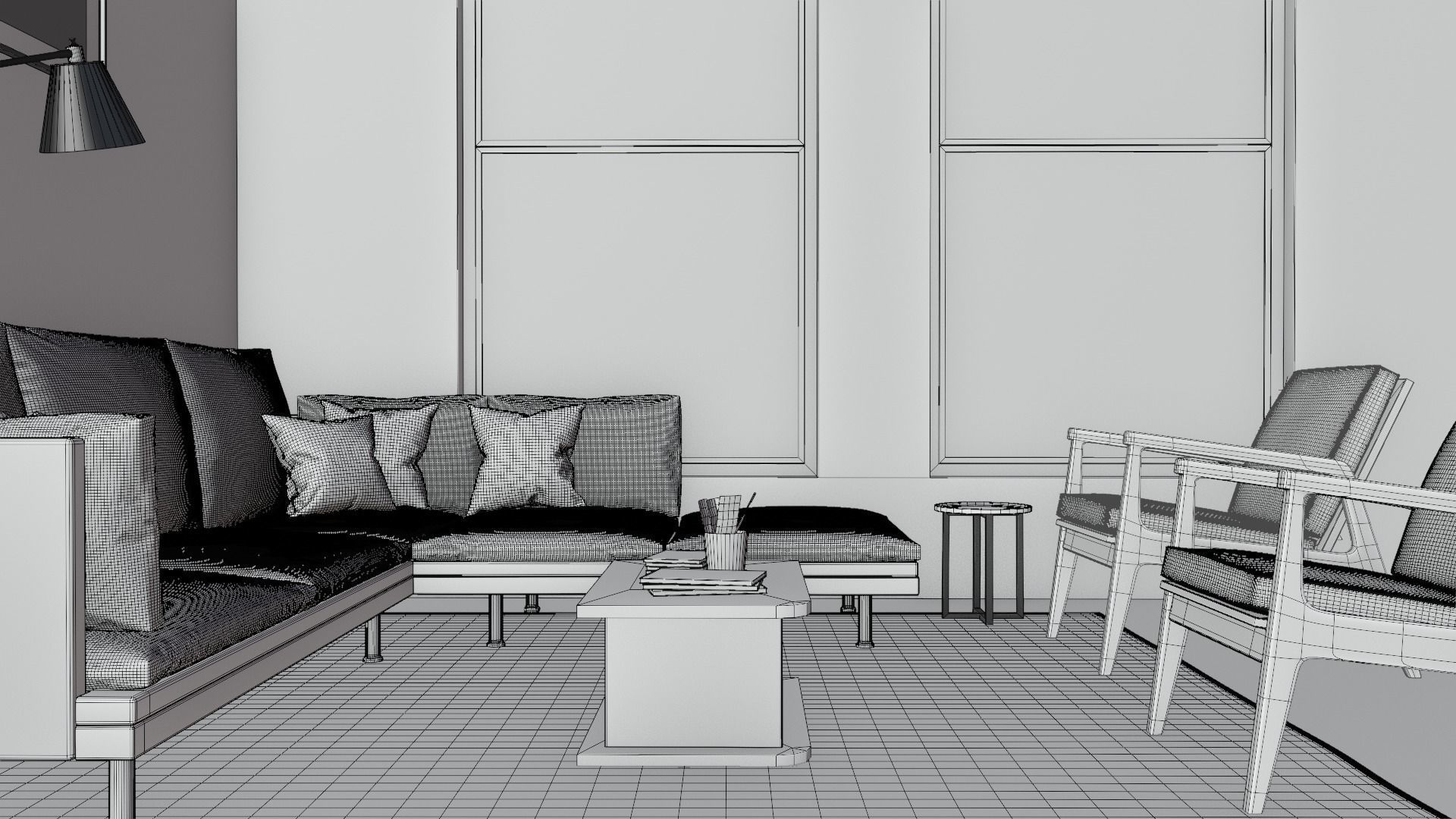 simple minimalist living room 3D model_6