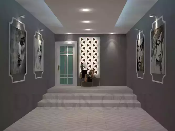 foyer modern hallway with art and paintings