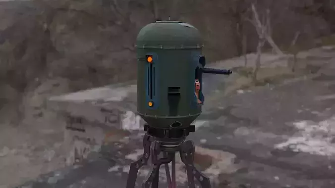 RETRO SCIFI  Sentry gun Free low-poly 3D model