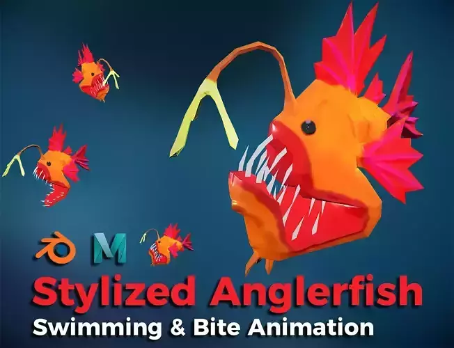 Stylized Anglerfish Free low-poly 3D model